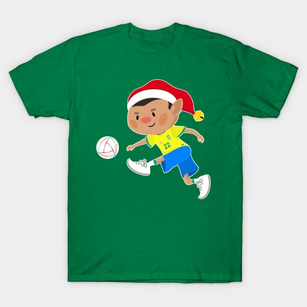 Brazil football Christmas elf. Football World Cup soccer T-Shirt T-Shirt by abtchlr